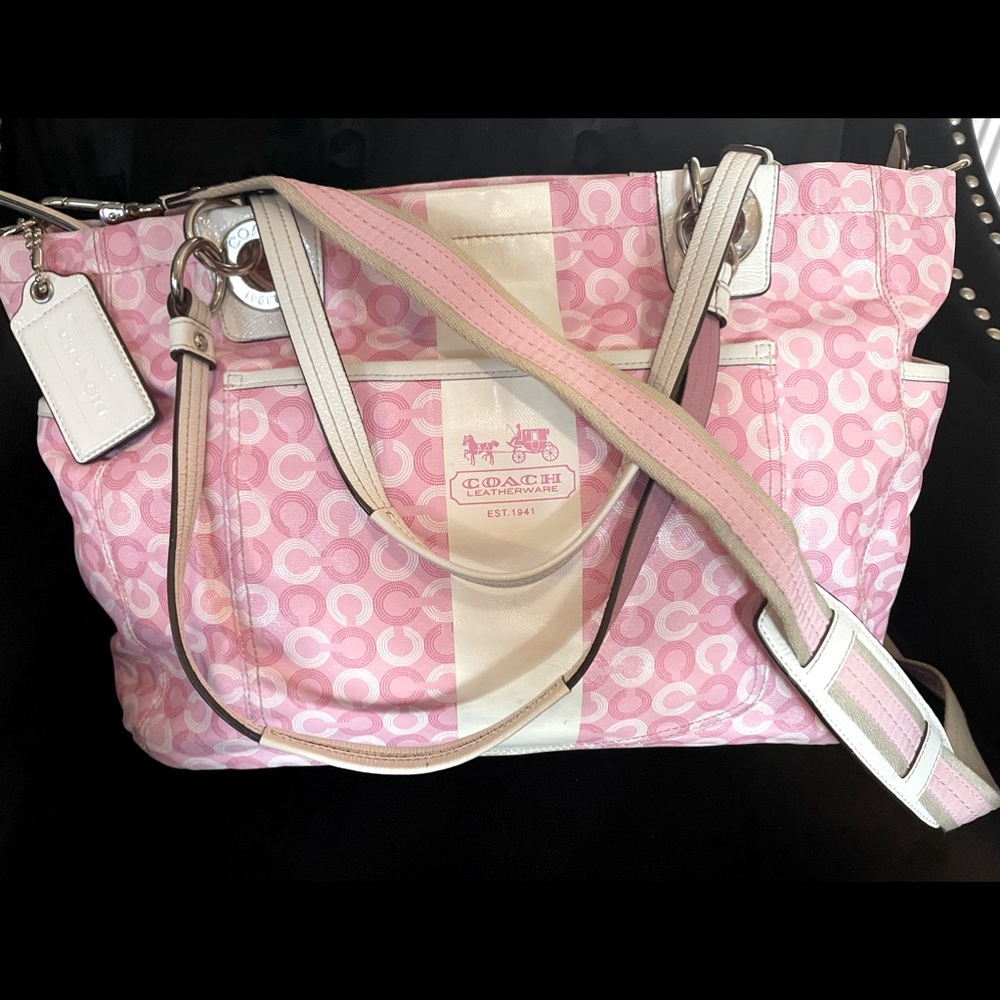 COACH diaper bag; BEAUTIFUL and holds everything mom and baby need! ⭐️